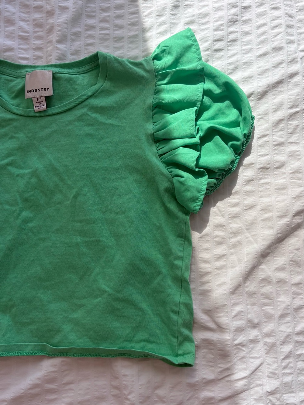 Green Ruffle Short-Sleeve Tee - small - Picture 3 of 3